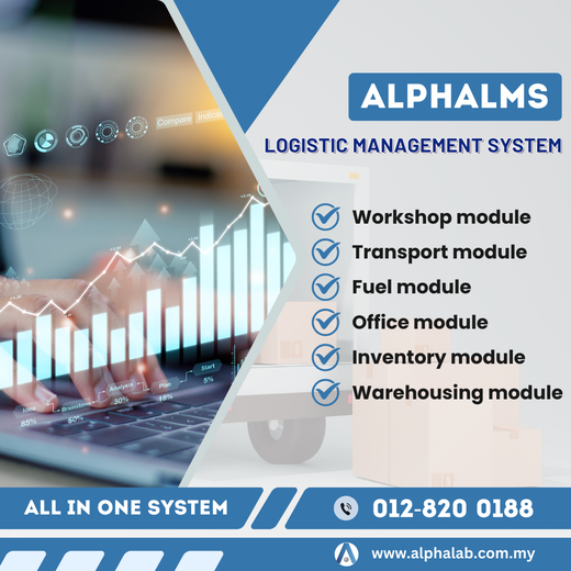 AlphaLMS Poster, Alpha Logistic Management System, Workshop, Transport, Fuel, Office, Inventory, Warehousing, All in one system, Intelligent Solutions for you business, future-ready technology, alphalab